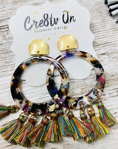 Acetate and Tassel Statement Earring