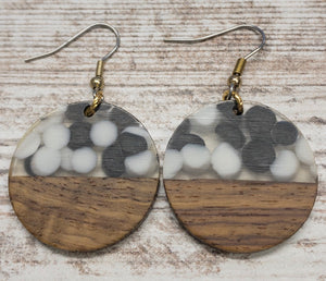 Speckled Wood & Resin Circle Earring