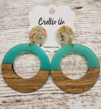 Turquoise Wood & Resin Large Earring