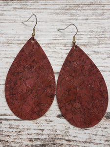 Brick Red Cork Leather Earring