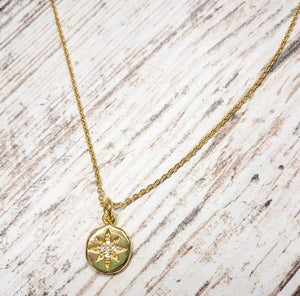Northstar Pave Crystal Coin Necklace