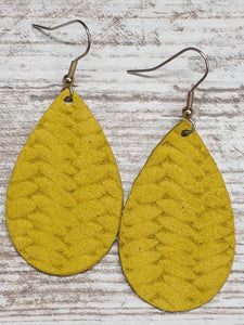 Mustard Braided Leather Earring