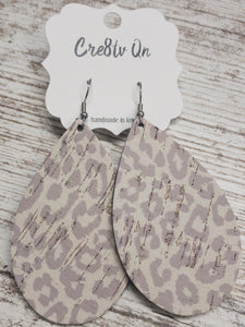 Distressed Leopard Leather Earring