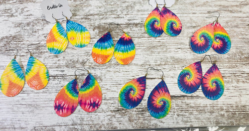 Tie Dye Leather Earring