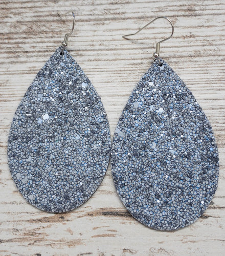 Periwinkle Glitter Leather Earring