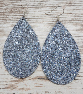 Periwinkle Glitter Leather Earring
