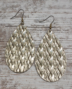 Gold Braided Leather Earring