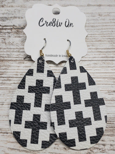 Cross Leather Earring