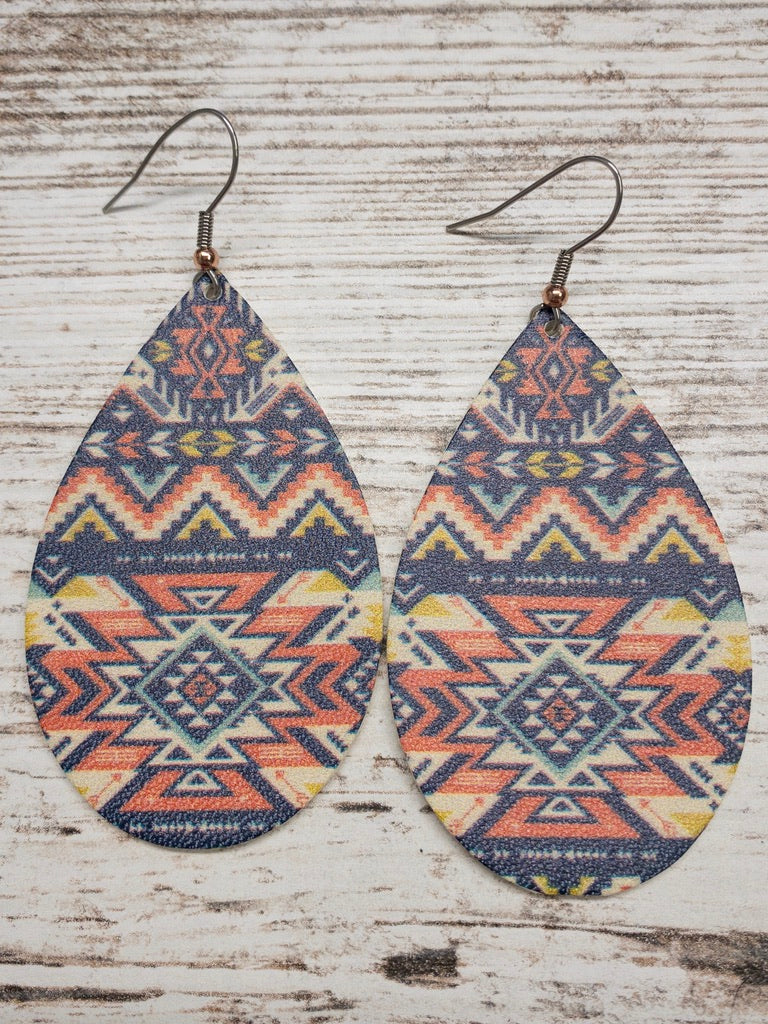 Southwest Print Leather Earring