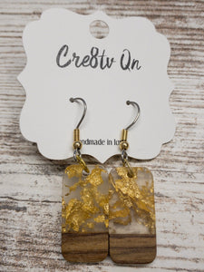 Wood & Resin Small Foiled Earring