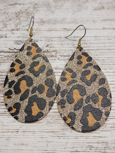 Glittery Leopard Leather Earring