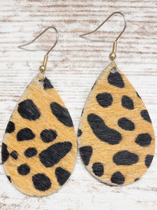 Speckled Hair on Hide Leather Earring