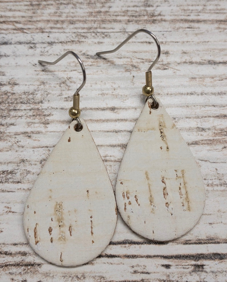 White Cork Leather Earring