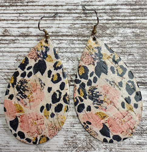 Leopard Rose Leather Earring