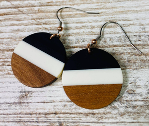 Resin and Wood Color Block Earring