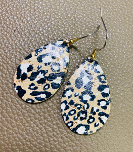 Leopard Cork Leather Earring