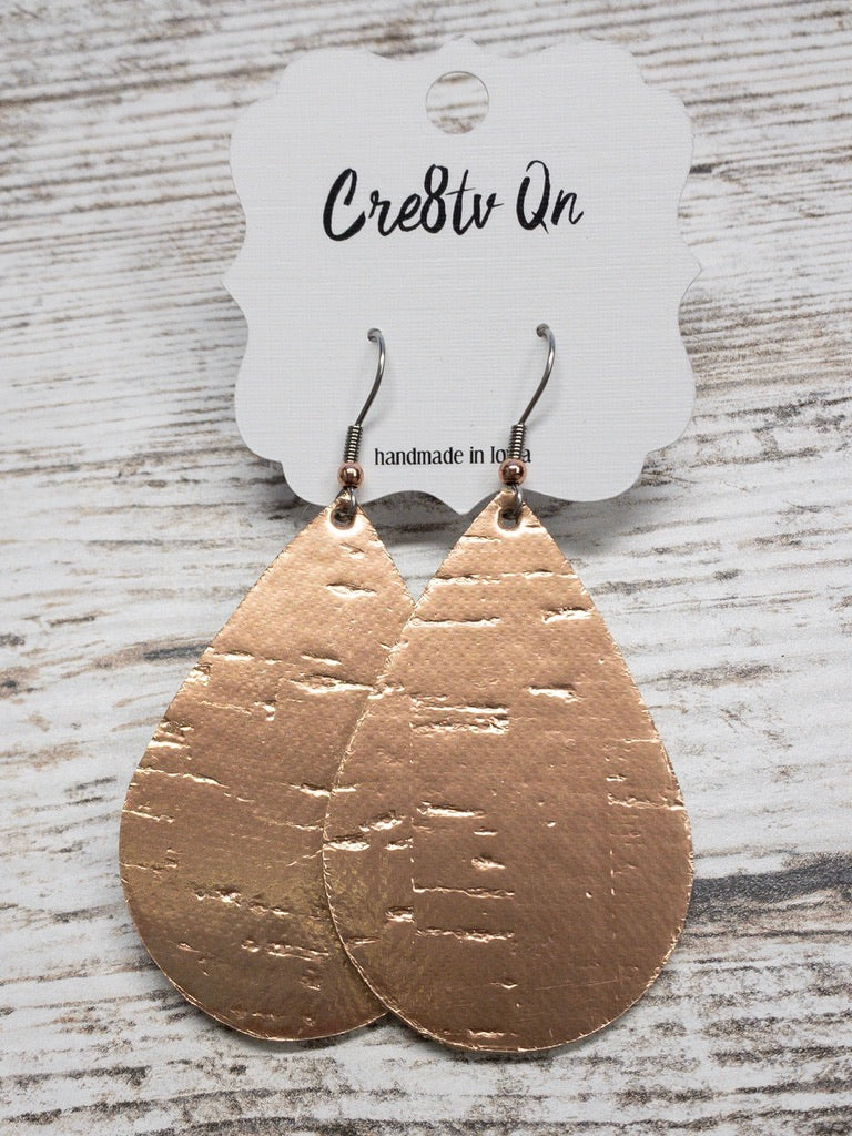 Rose Gold Metallic Cork Leather Earring