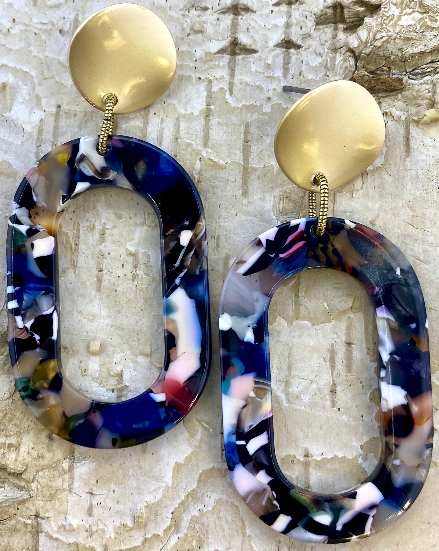 Dark Multi-Colored Acetate Earring