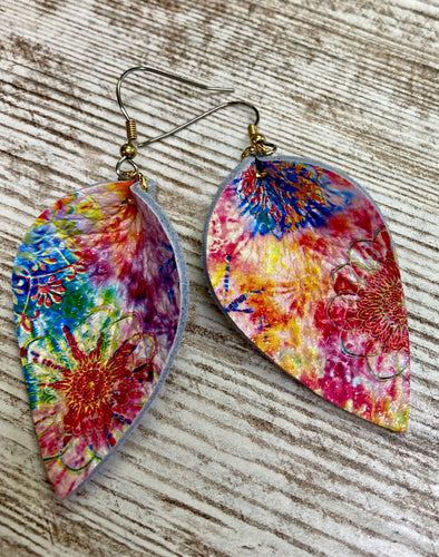 Kaleidoscope Tie Dye Leather Earring