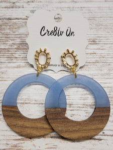 Periwinkle Blue Wood & Resin Large Earring