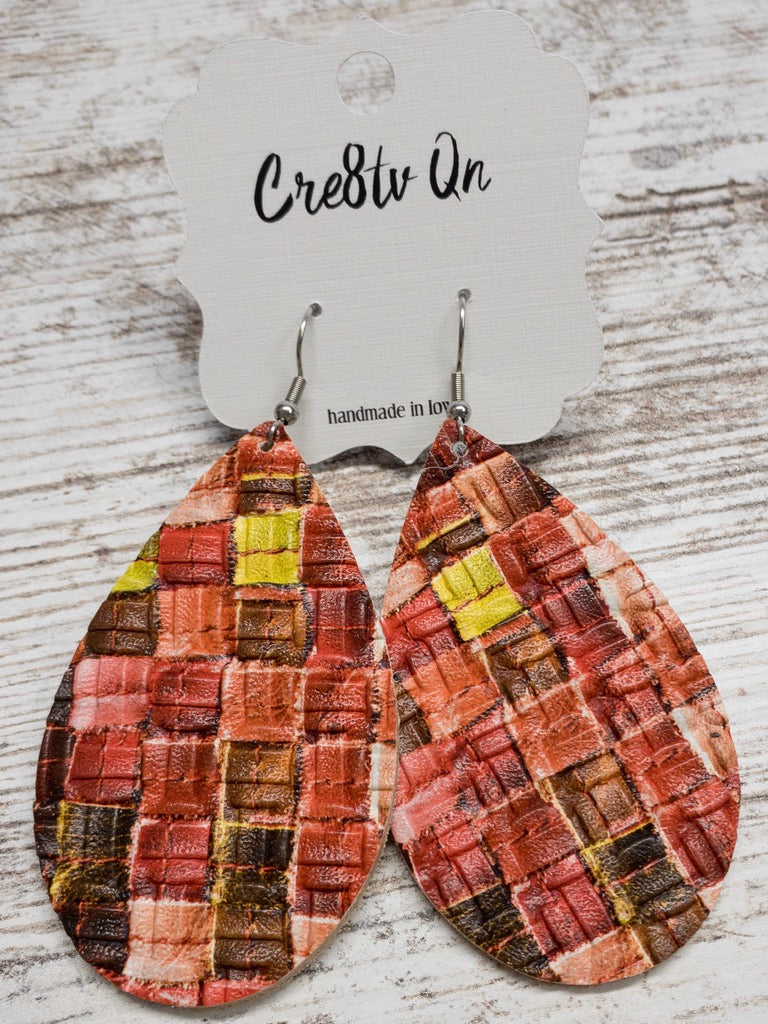 Watercolor Block Leather Earring