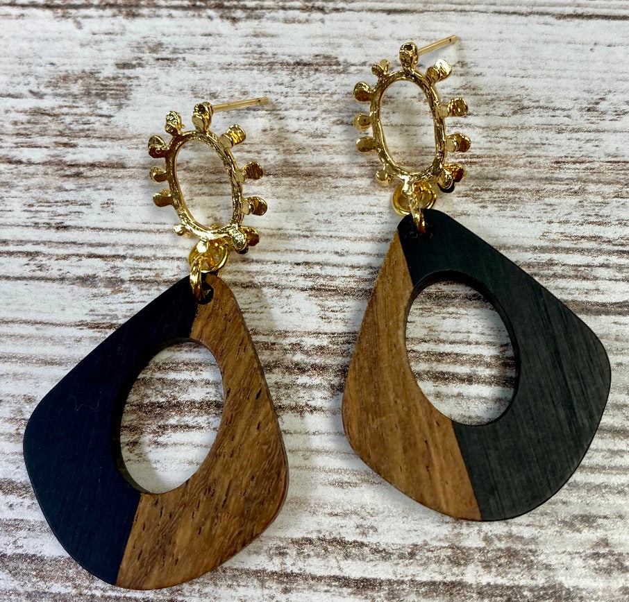 Resin and Wood Cut Out Earring