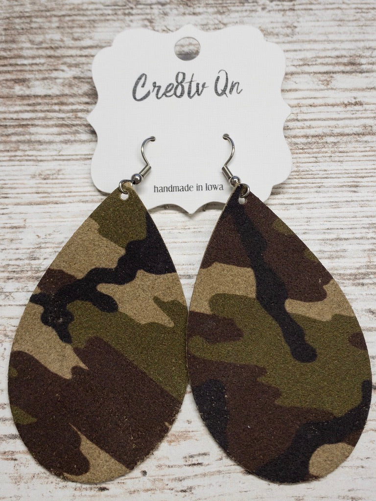 Camo Leather Earring