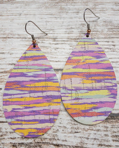 Bright Striped Leather Earring