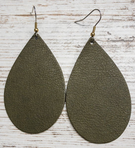 Olive Leather Earring