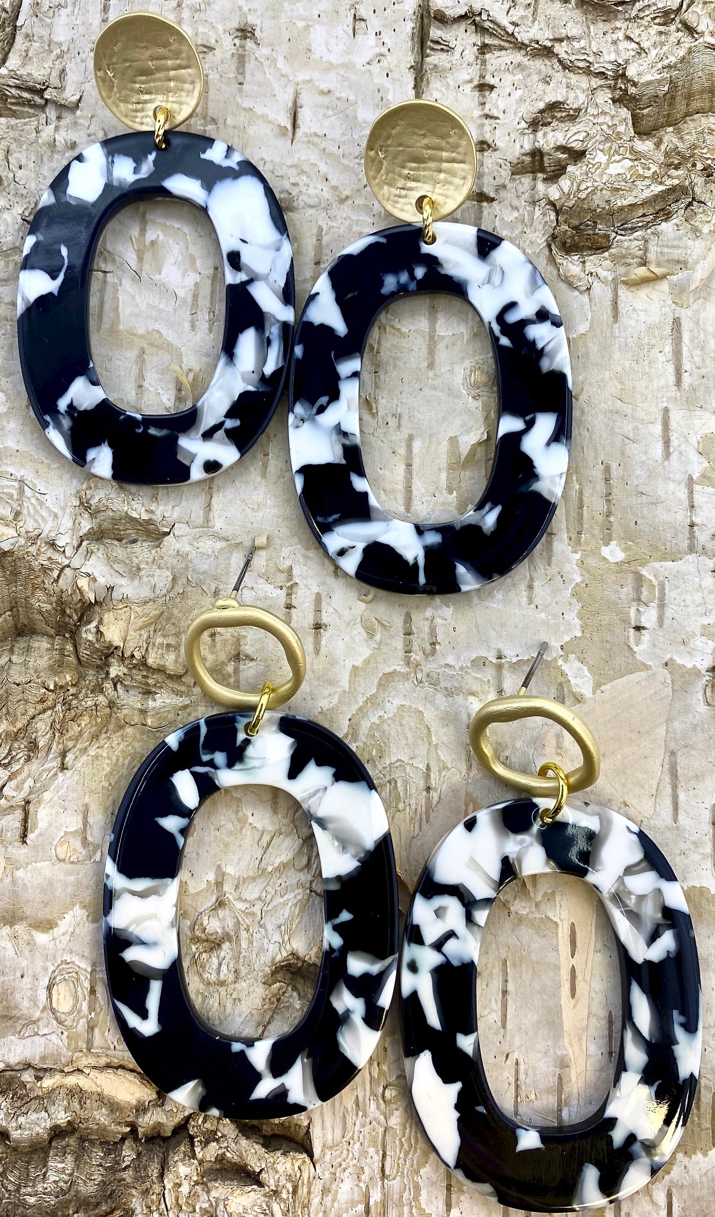 Black and White Oval Acetate Earring