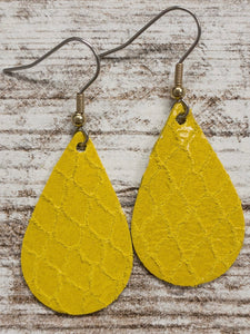 Mustard Scaled Leather Earring