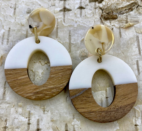 Wood & Resin Small Circle Earring