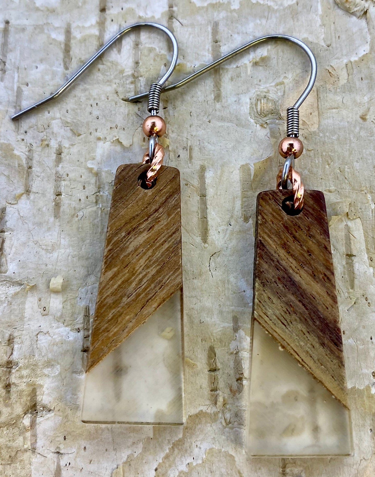 Small Trapezoid Resin & Wood Earring
