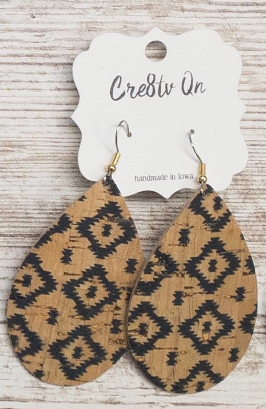 Aztec Cork Leather Earring