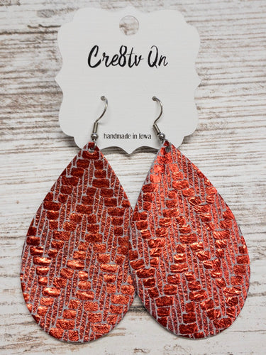 Metallic Red Leather Earring