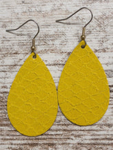 Mustard Scaled Leather Earring