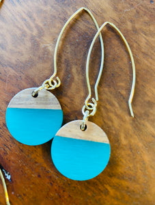 Small Wood & Resin Turquoise Drop