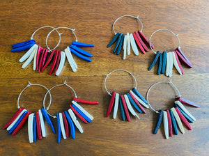 Patriotic Coconut Wood Stick Earrings