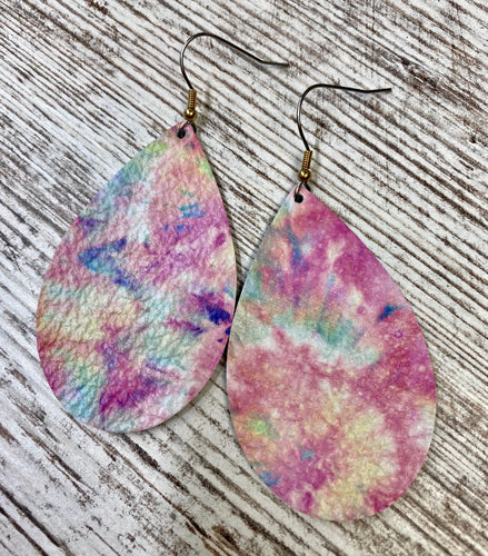 Pastel Tie Dye Leather Earrings