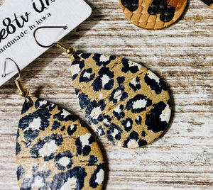 Leopard Cork Leather Earring