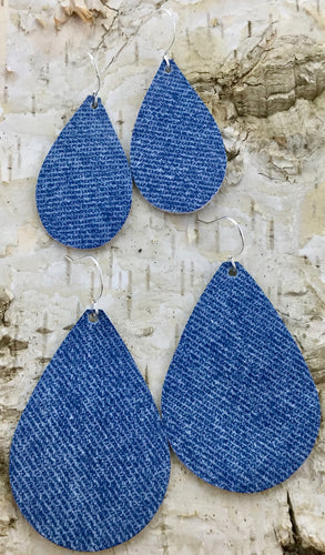 Denim Blue Jean Leather Earring