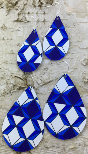 Cobalt Prism Leather Earring