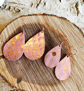 Pink & Rose Gold Leather Earring