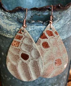Taupe & Rose Gold Leather Earring