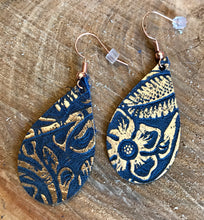Navy & Rose Gold Leather Earring
