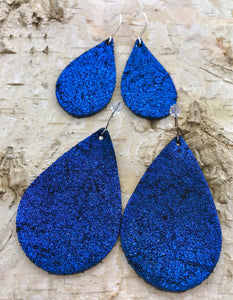 Cobalt Blue Vintage Crackle Leather Earring
