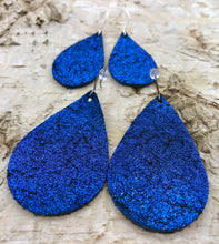 Cobalt Blue Vintage Crackle Leather Earring