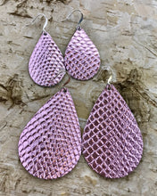 Baby Pink Metallic Fish Scale Leather Earring