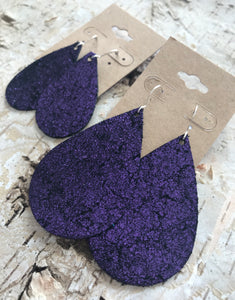 Purple Vintage Crackle Leather Earring