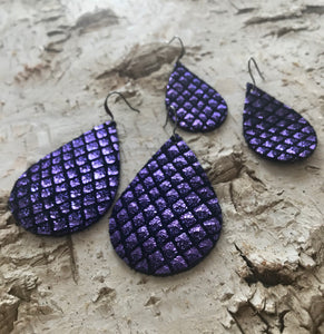 Purple sales leather earrings